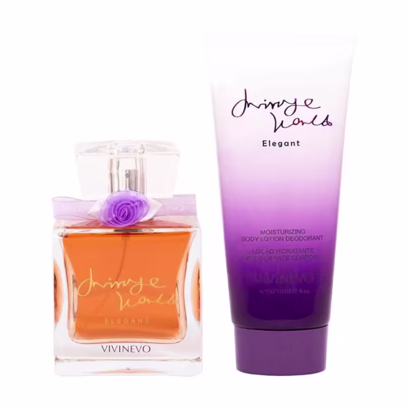 Kit Perfume Vivinevo Mirage World Elegant EDP Feminino 100ml + Body Lotion 150ml