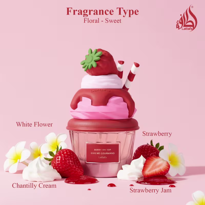 Perfume Lattafa Give Me Gourmand Berry On Top Edp Feminino 75ml