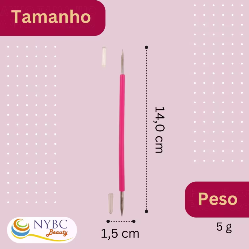 Palito de Unha NYBC Beauty Aço Inox + Cabo de Silicone
