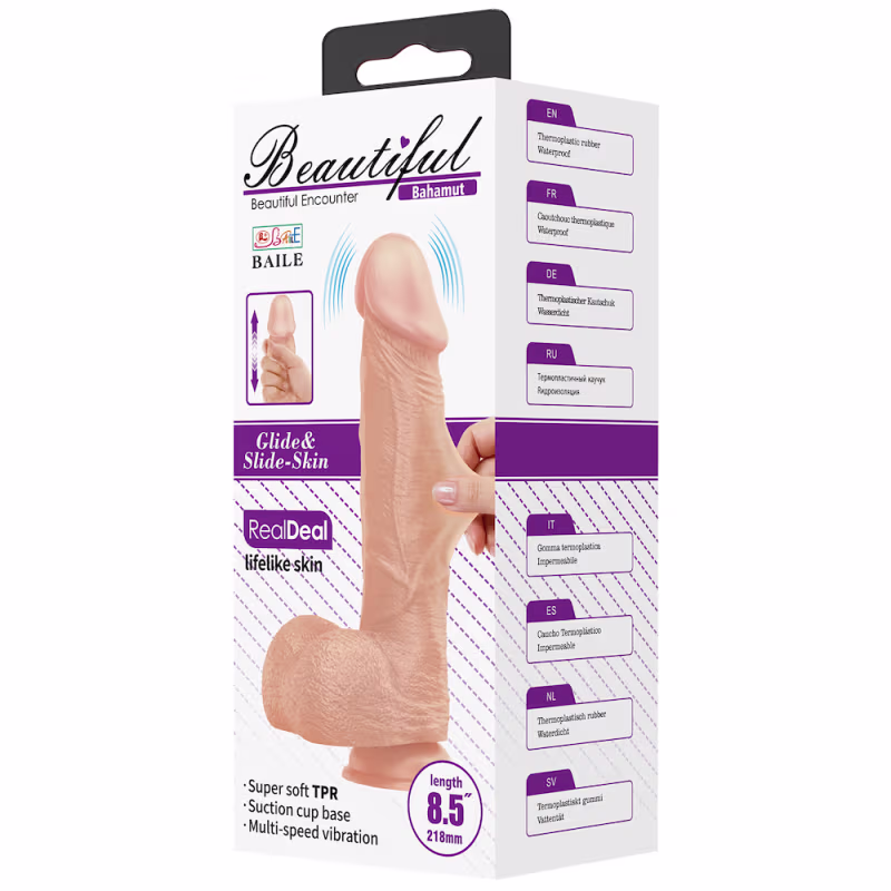 Protese em formato de Pênis Realístico Com Vibração 21,8 cm Beautiful - Baile
