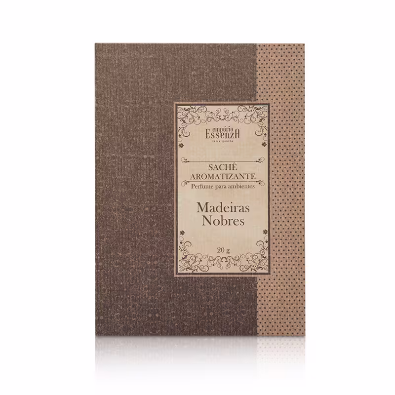 Sachê Perfumado Madeiras Nobres, da marca Empório Essenza Serra Gaúcha.