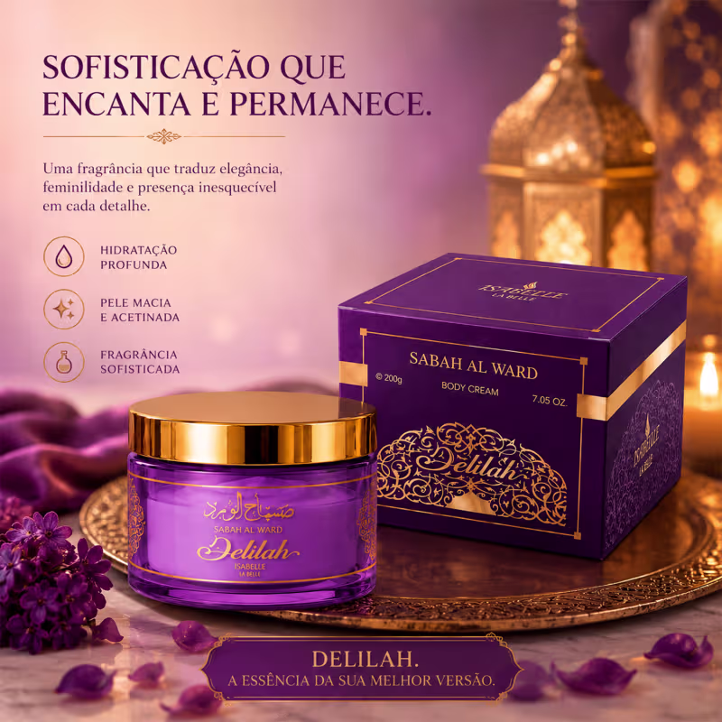 Creme Corporal Hidratante Arabe Sabah Al Ward Delilah 200g (Pasta) - Isabelle La Belle