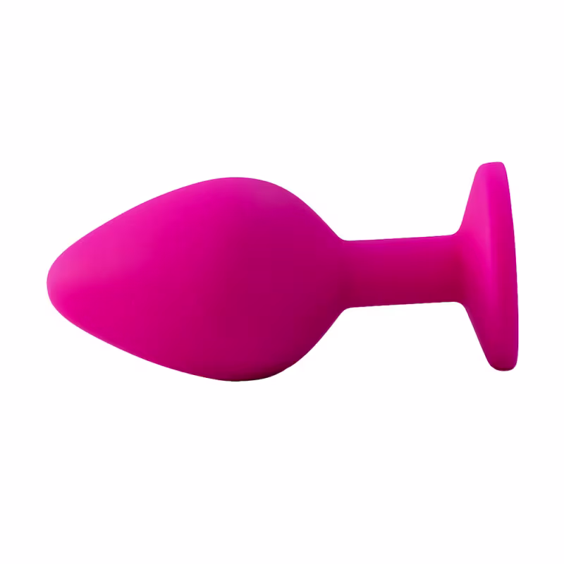 Plug Anal em Silicone Tamanho Pequeno com Pedra Cor PINK
