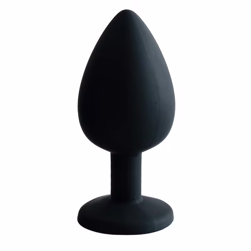 Plug Anal em Silicone Tamanho Pequeno com Pedra Cor PRETO