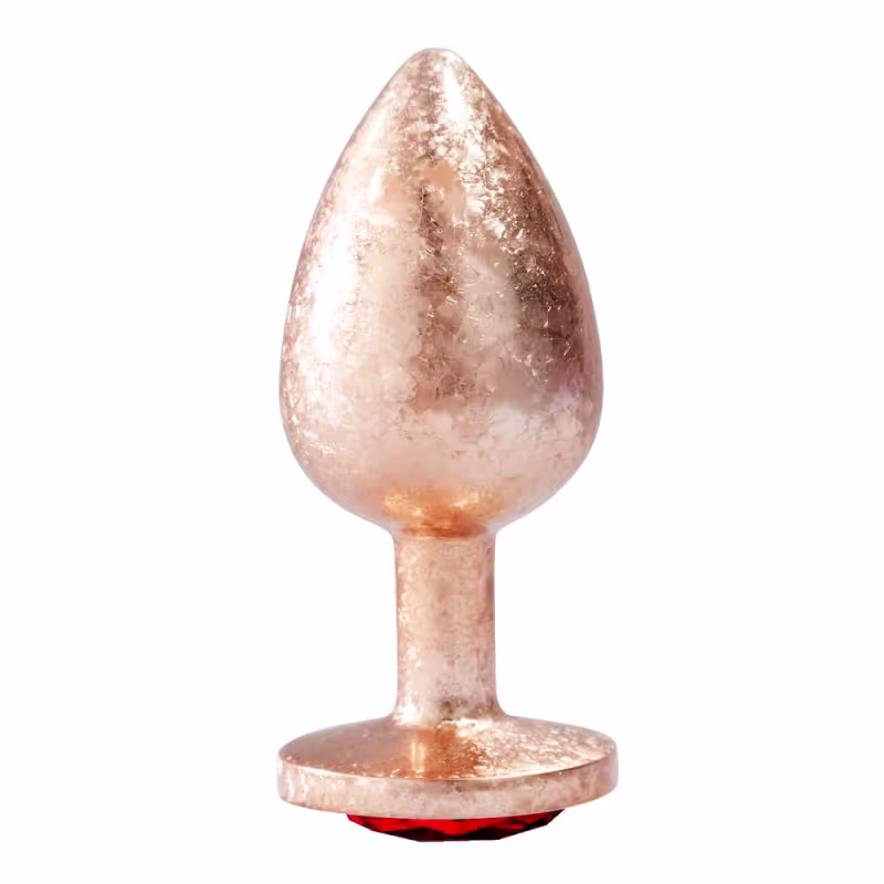 Plug Anal de Luxo Dourado com Pedra Tamanho G 9,6cm x 4,2cm