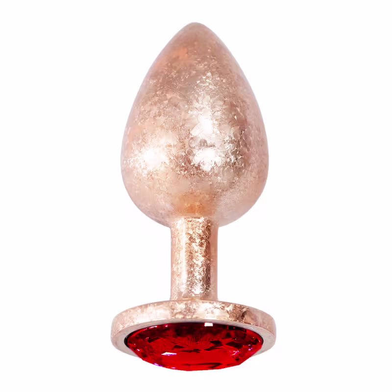 Plug Anal de Luxo Dourado com Pedra Tamanho G 9,6cm x 4,2cm