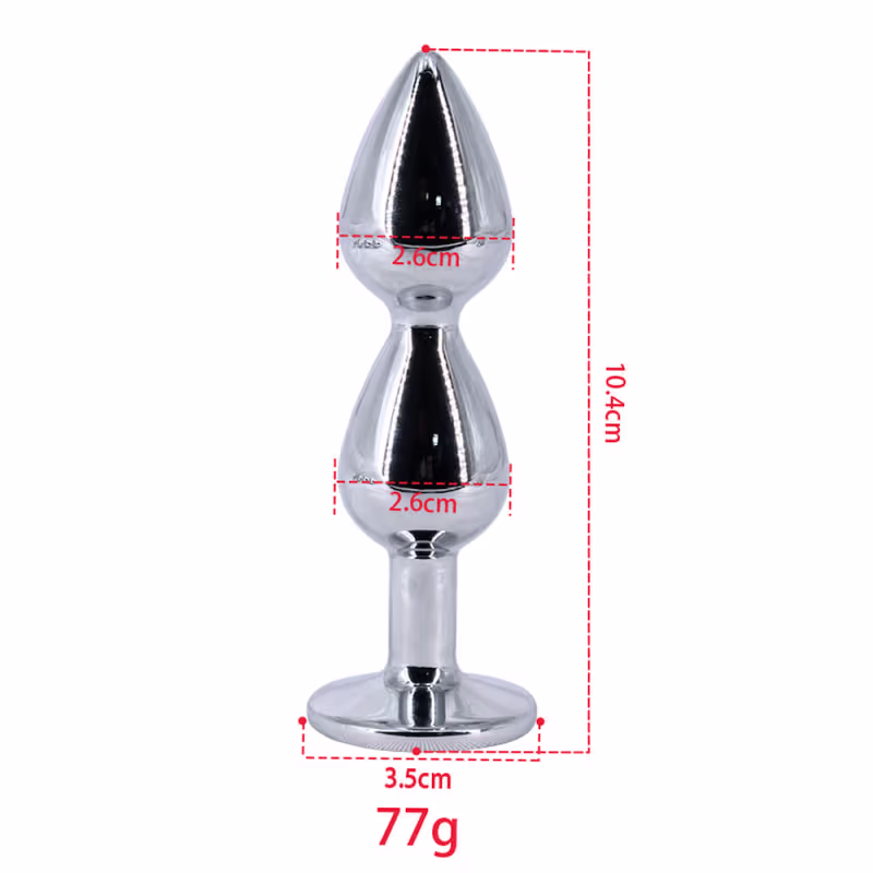 Plug Anal Escalonado em Aço 10,4cm x 3,6cm Base com Pedra Vermelho 77g