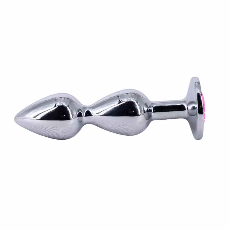 Plug Anal Escalonado em Aço 10,4cm x 3,6cm Base com Pedra Vermelho 77g