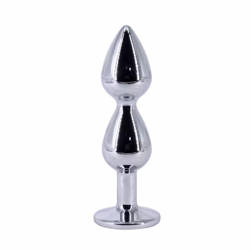 Plug Anal Escalonado em Aço 10,4cm x 3,6cm Base com Pedra Vermelho 77g