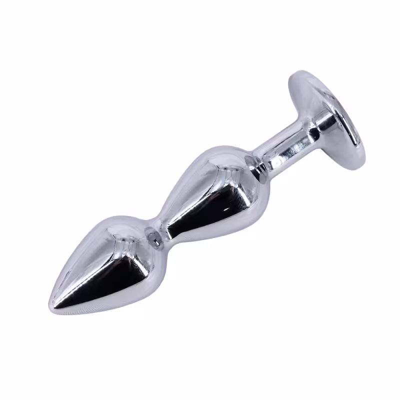 Plug Anal Escalonado em Aço 10,4cm x 3,6cm Base com Pedra Vermelho 77g