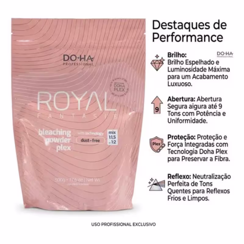 Do.Ha Royal Fantasie Plex Pó Descolorante 500g + Oxi 30Vol 900ml