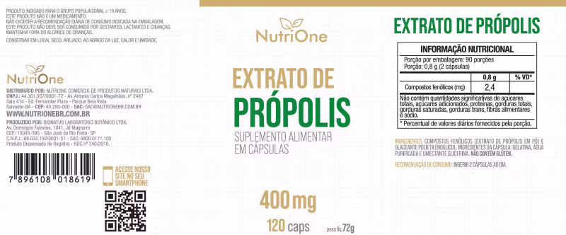 Extrato Própolis Verde 120 Cáps 400mg Softgel - Nutrione