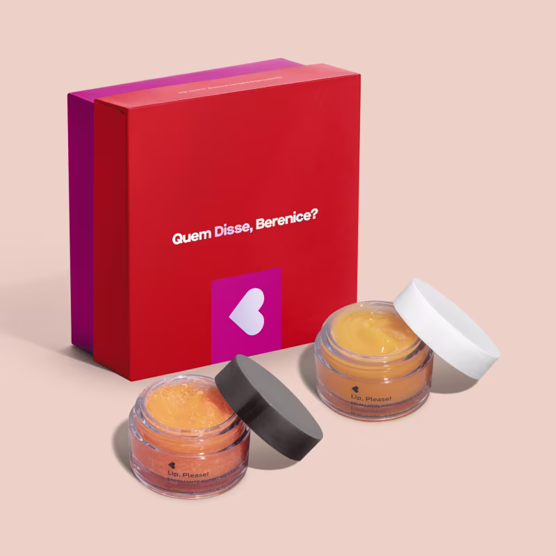 Combo Presente Lip, Please!: Esfoliante Labial Nutritivo 8g + Balm labial Hidratação Intensa 8g + Caixa Tamanho P