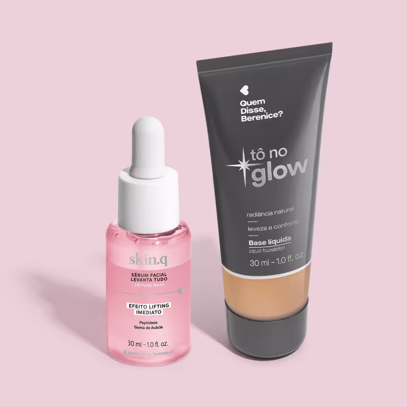 Combo Base Líquida Tô no Glow Cor 210N 30ml + Sérum Facial Levanta Tudo 30ml