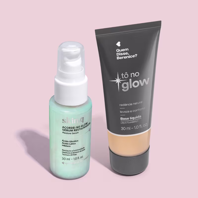 Base Líquida Tô no Glow Cor 30ml + Sérum Facial Restaurador  30ml