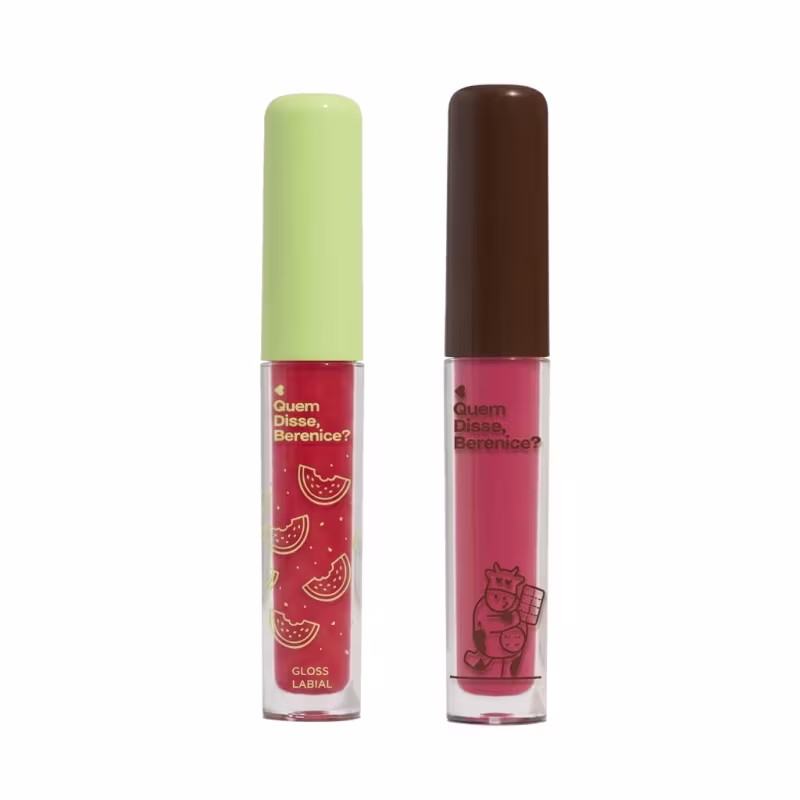Combo Gloss Labial Melancia 4ml + Gloss Labial Rosa Deleite Chocolatudo 4ml