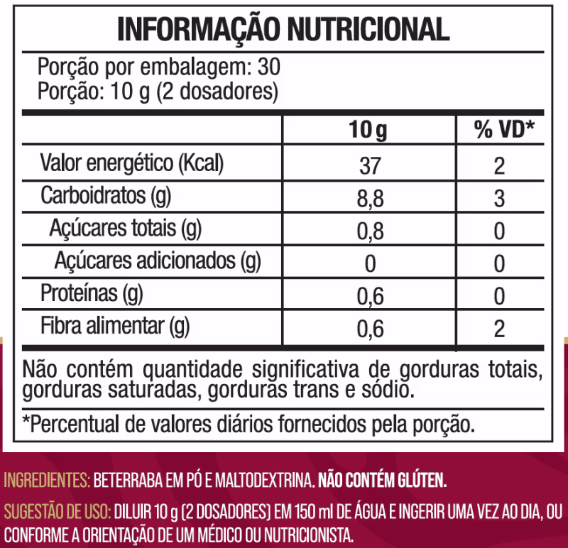 Red Boost Beterraba em Pó com Maltodextrina 300g - Farinha de Beterraba Sabor Natural, Sem Glúten, Sem Sódio - Nutrione