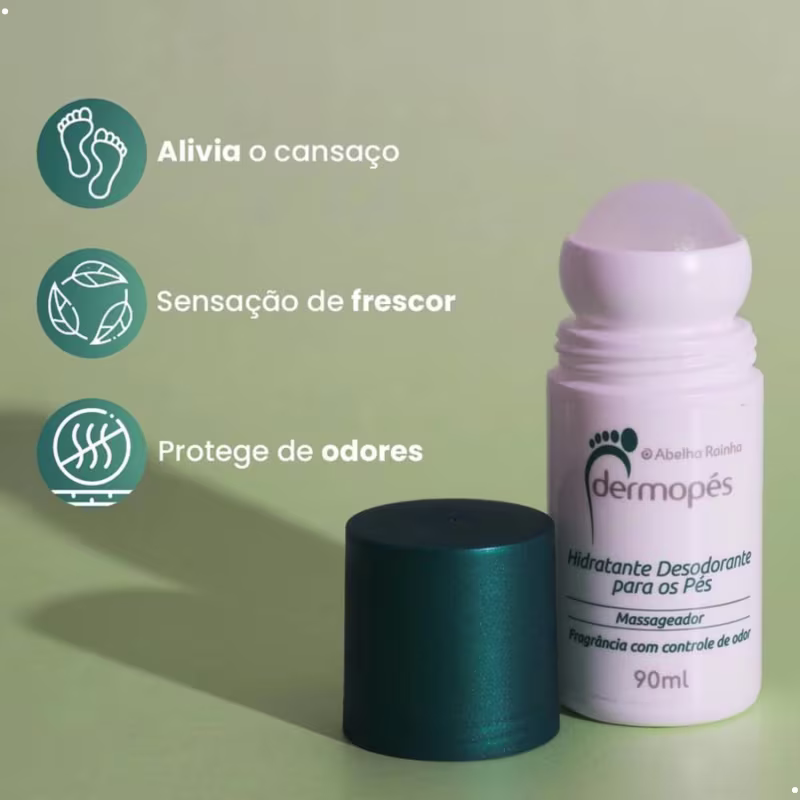 Hidratante Desodorante para os Pés Abelha Rainha Dermopés, 90ml.