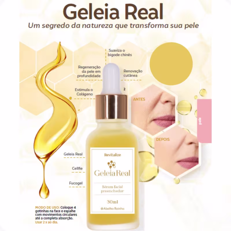 Sérum Facial Preenchedor Abelha Rainha Revitalize Geleia Real, 30ml.