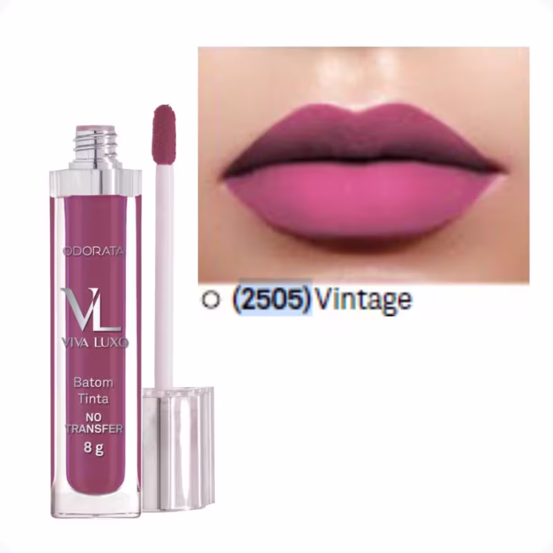 Batom Tinta No Transfer Vintage Rosa Efeito Supermatte Longa Duração Ultrapigmentação Viva Luxo ODORATA REF 2505