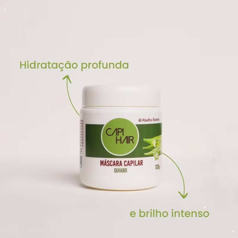 Máscara Capilar Abelha Rainha Capi Hair Quiabo, 120g.