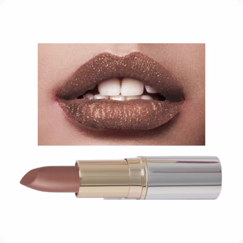 Batom Luxo Gold Nude Gold Matte Cintilante Brilhoso Viva Luxo ODORATA REF 2617