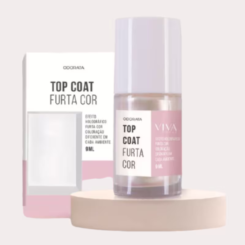 Top Coat Furta Cor Com Efeito Holográfico Aumenta a Durabilidade do Esmalte Seca Rápido  VIVA UNHAS ODORATA REF 2693