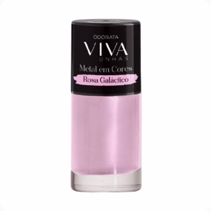 Esmalte Em Gel Metalizado Rosa Galáctico Não Precisa Cabine Seca Rápido Hipoalergênico Viva Unhas ODORATA REF 2772