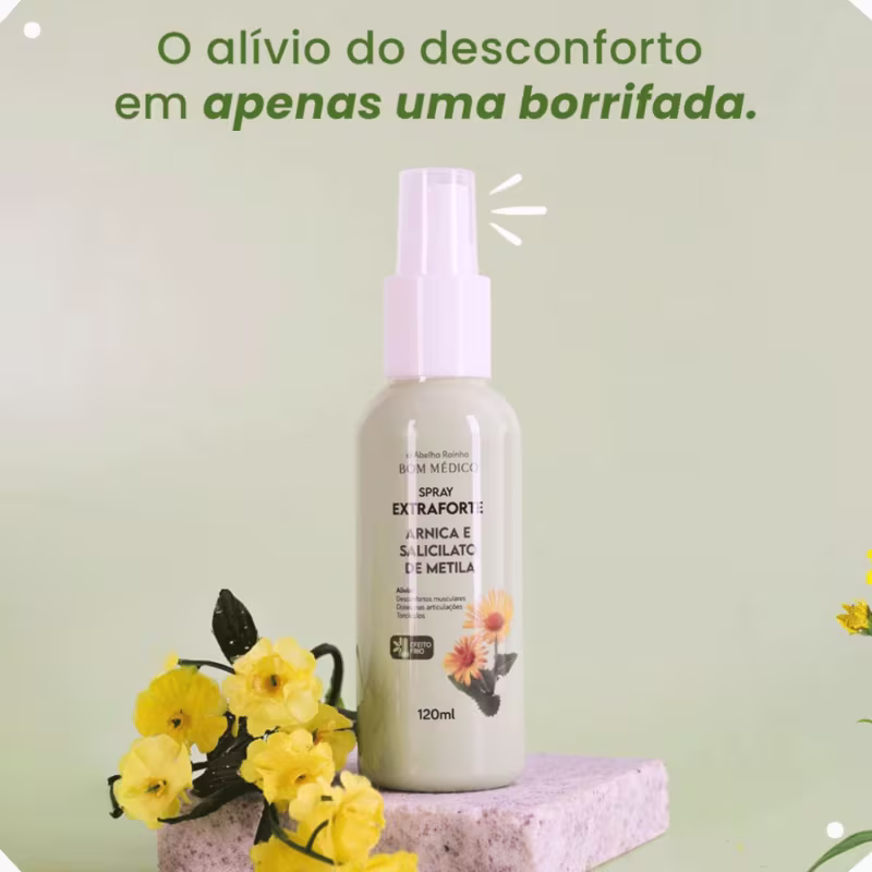 Spray Corporal Abelha Rainha Bom Médico Arnica e Salicilato de Metila Extraforte, 120ml.