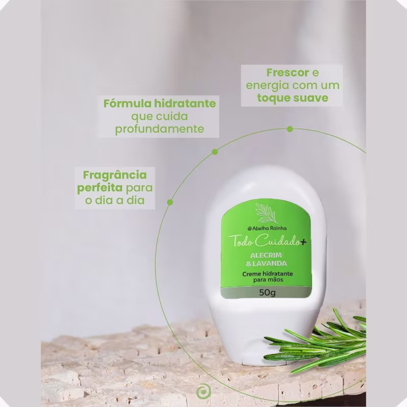 Creme Hidratante para Mãos Abelha Rainha Todo Cuidado Alecrim & Lavanda, 50g.