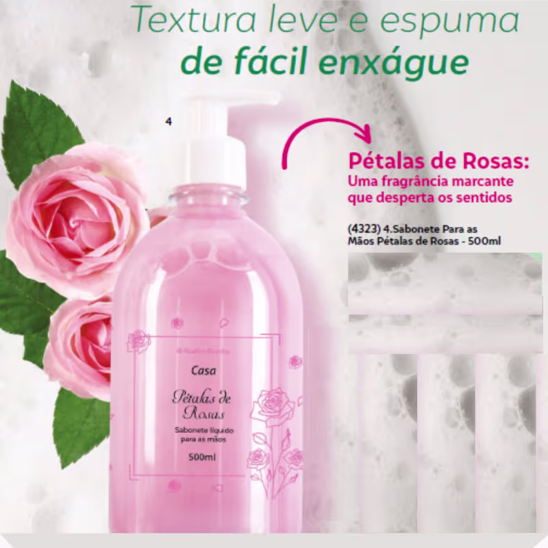 Sabonete Líquido para as Mãos Abelha Rainha Casa Pétalas de Rosas, 500ml.