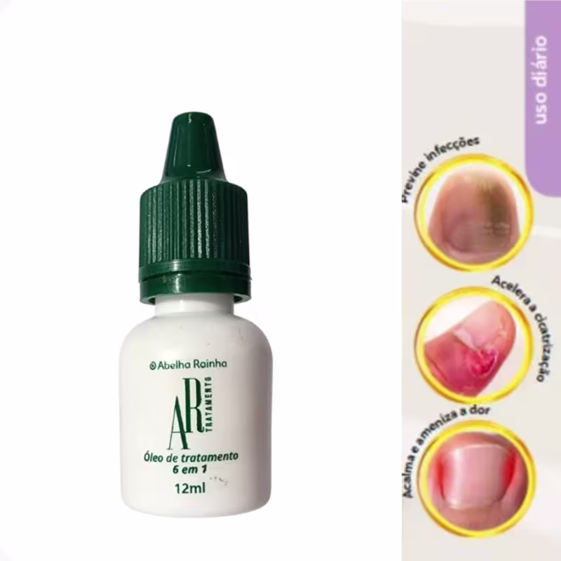 Óleo de Tratamento para Unhas Abelha Rainha AR Tratamento 6 em 1, 12ml.