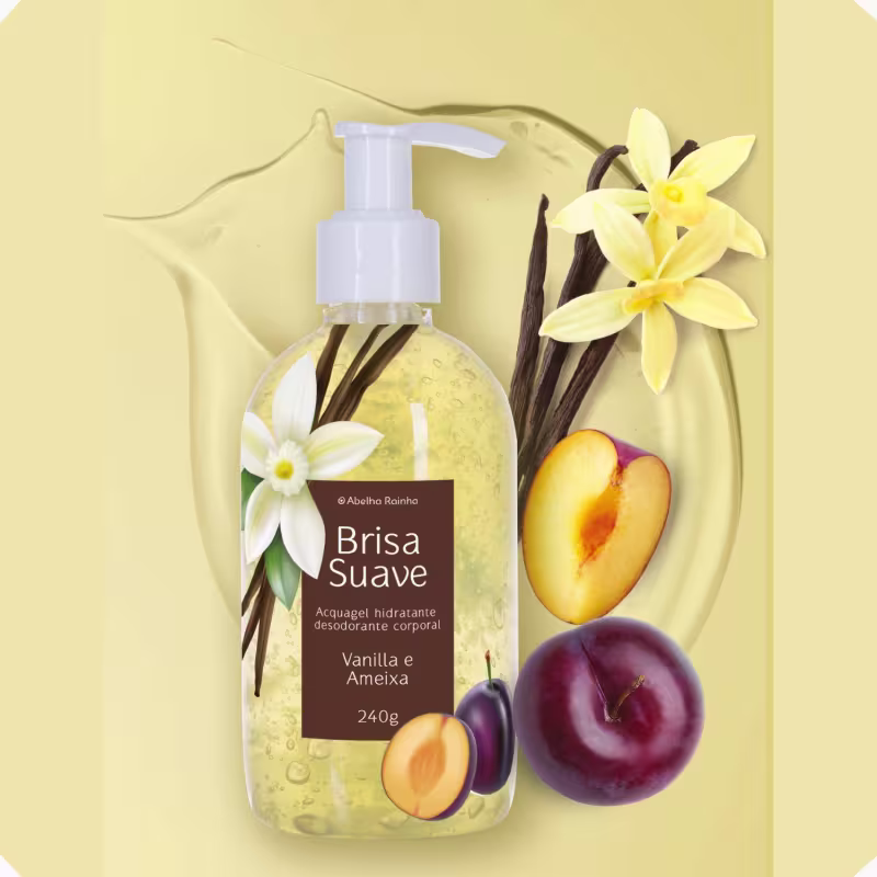 Loção Hidratante Corporal Abelha Rainha Brisa Suave Acquagel Vanilla e Ameixa, 300g.