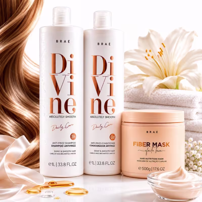 KIT Divine Shampoo 1L + Condicionador 1L + Fiber Mask 500g