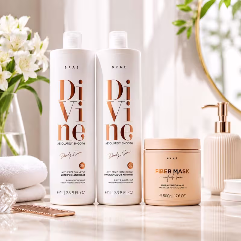 KIT Divine Shampoo 1L + Condicionador 1L + Fiber Mask 500g