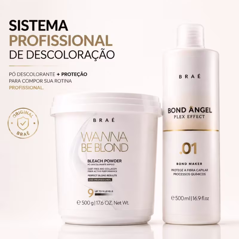 Kit Pó Descolorante + Bond Angel - Plex Effect Passo 1 Tratamento Protetor 500ml