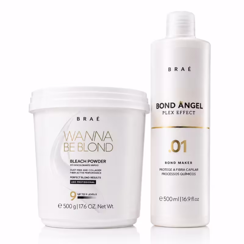 Kit Pó Descolorante + Bond Angel - Plex Effect Passo 1 Tratamento Protetor 500ml