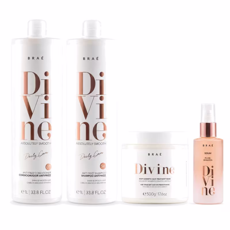 Kit Divine Shampoo e Condicionador 1L + Mascara 500g +Divine - Óleo Capilar Ultra leve Anti-frizz 60ml