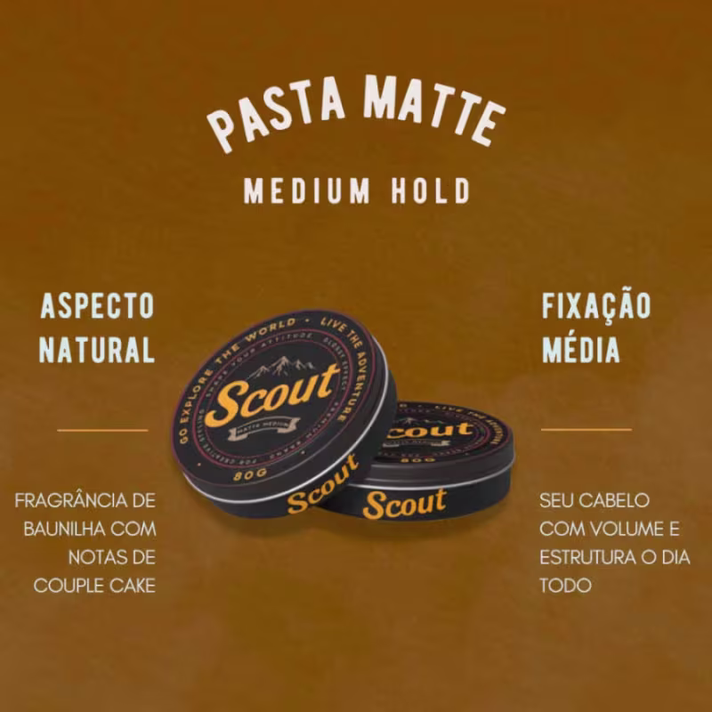 Pasta Matte Medium 80g Scout - Efeito Seco Fixação Média
