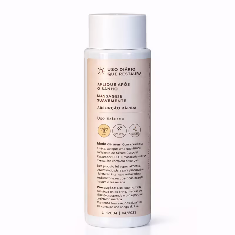 Sérum Corporal Restaurador Feel 200ml Hidratante Corporal Diário, Ativos naturais e Vegano