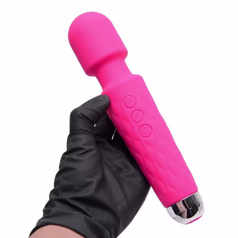 Vibrador massageador varinha em silicone com 20 modos de vibração Cor PINK
