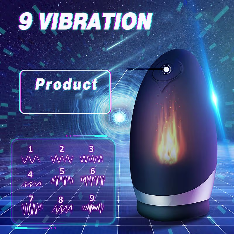 Masturbador no formato de concha com 9 modos de vibração, função aquecimento e carregamento via cabo usb - Atlanta