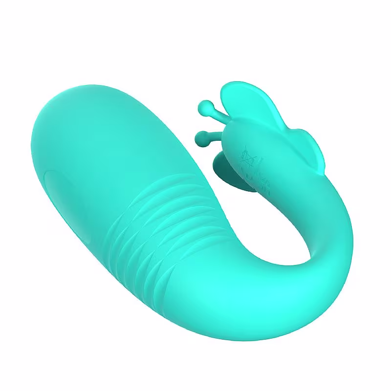 Vibrador de Casal Pretty Love Remi Formato C Mecânico Vai e Vem com Controle Remoto USB