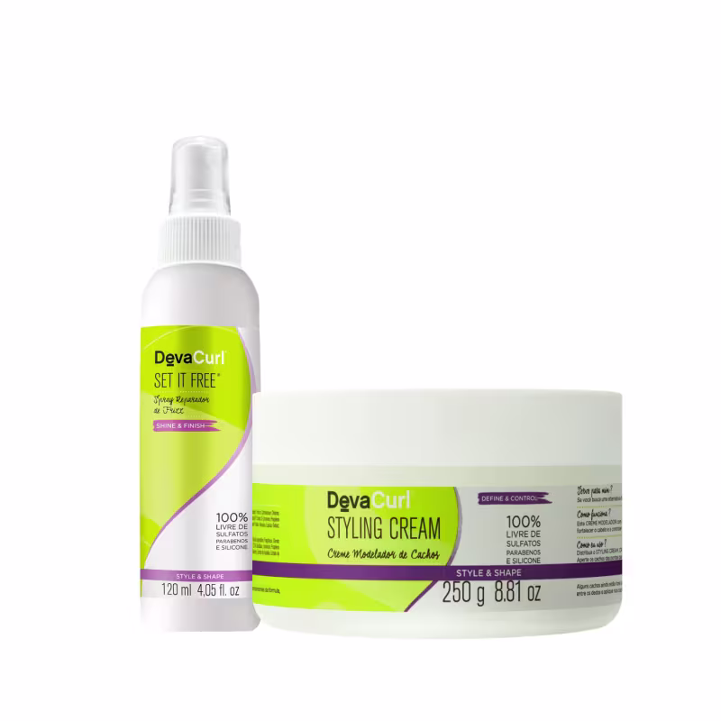 Kit Deva Curl Set It Free Spray Anti-Frizz + Styling Cream (2 Produtos)