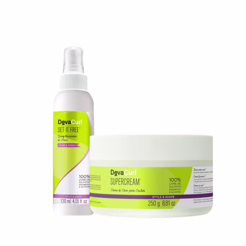 Kit Deva Curl Set It Free Spray Anti-Frizz + Super Cream (2 Produtos)