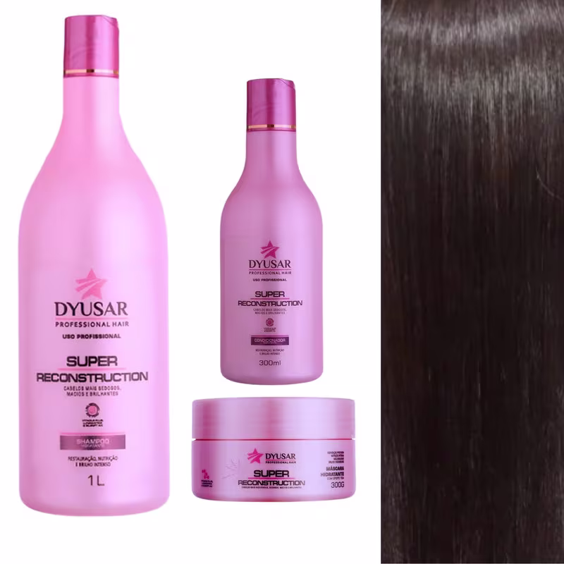 Kit Reconstrução Condicionador 300ml,  Shampoo Litro e Máscara 300g Dyusar