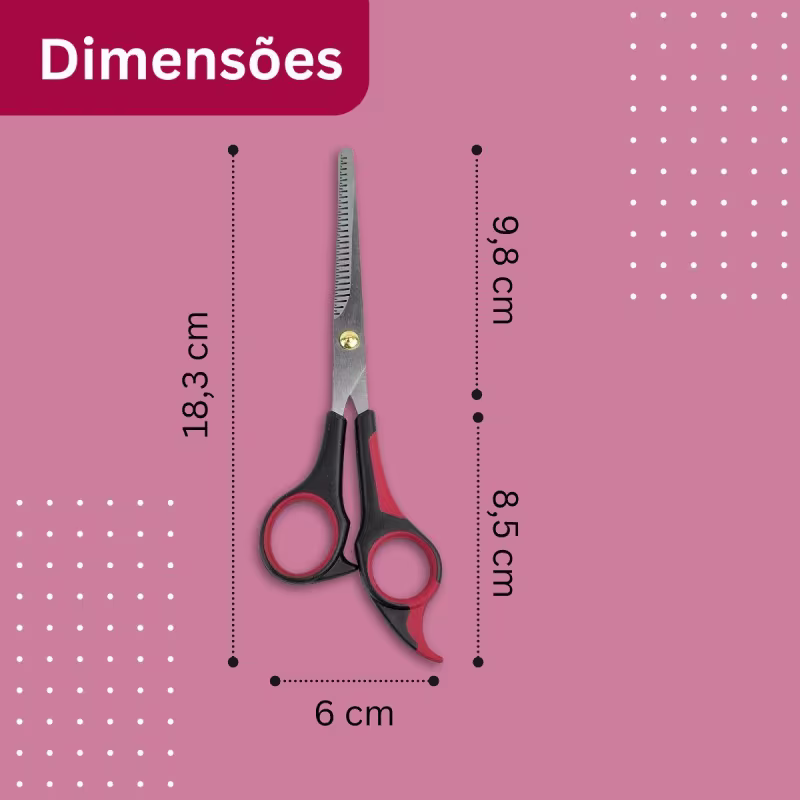 Kit NYBC Beauty Tesoura para Cabelo Desbaste Duplo 7", 6 Unidades.