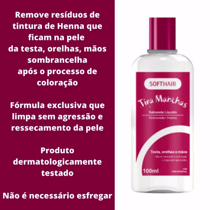 2 Sabonete Líquido Tira Manchas Henna (Rosa) 100ml Soft Hair
