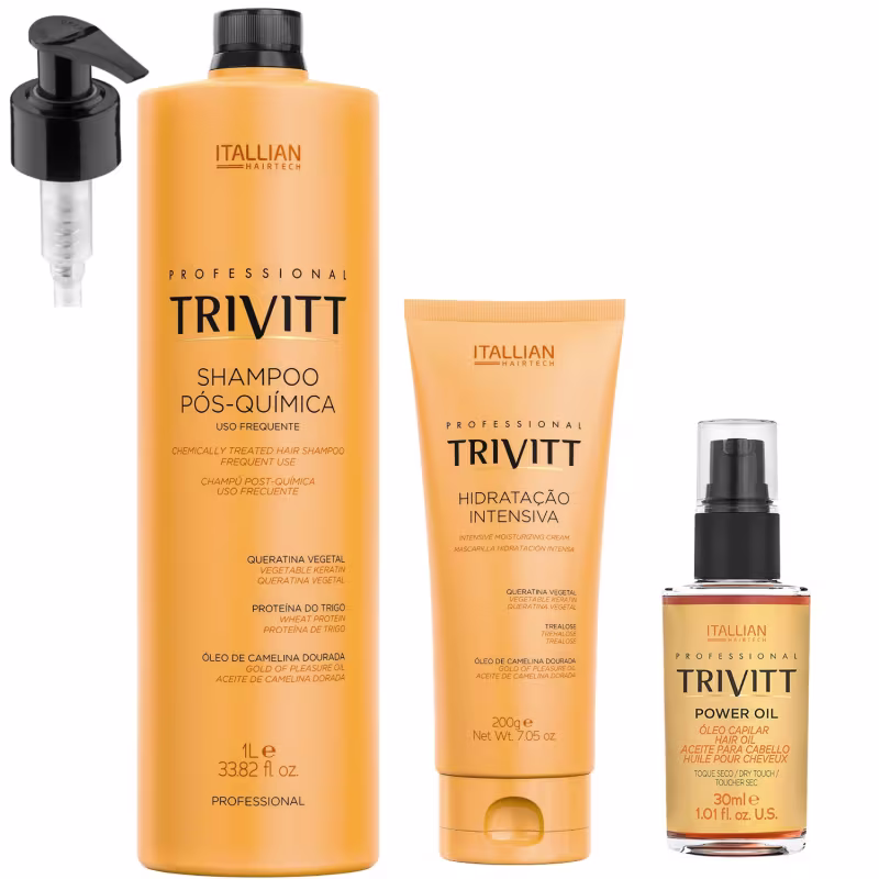 KIT SHAMPOO PÓS QUÍMICA 1L HIDRATAÇÃO INTENSIVA 200G E POWER OIL 30ML
