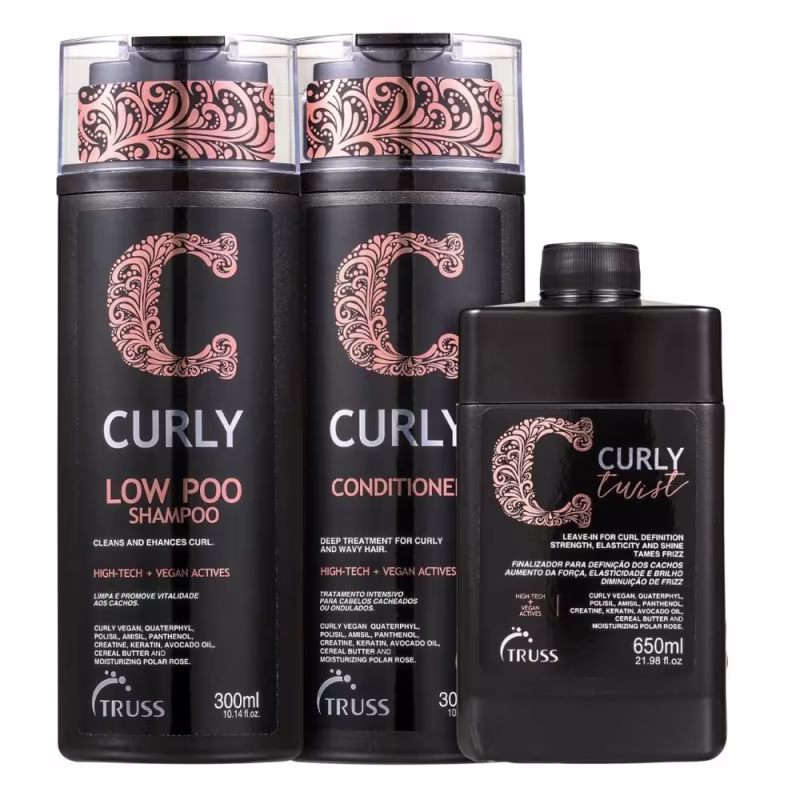 Kit Truss Curly - Shampoo Low-Poo 300ml + Condicionador 300ml + Leave-In Twist 650ml